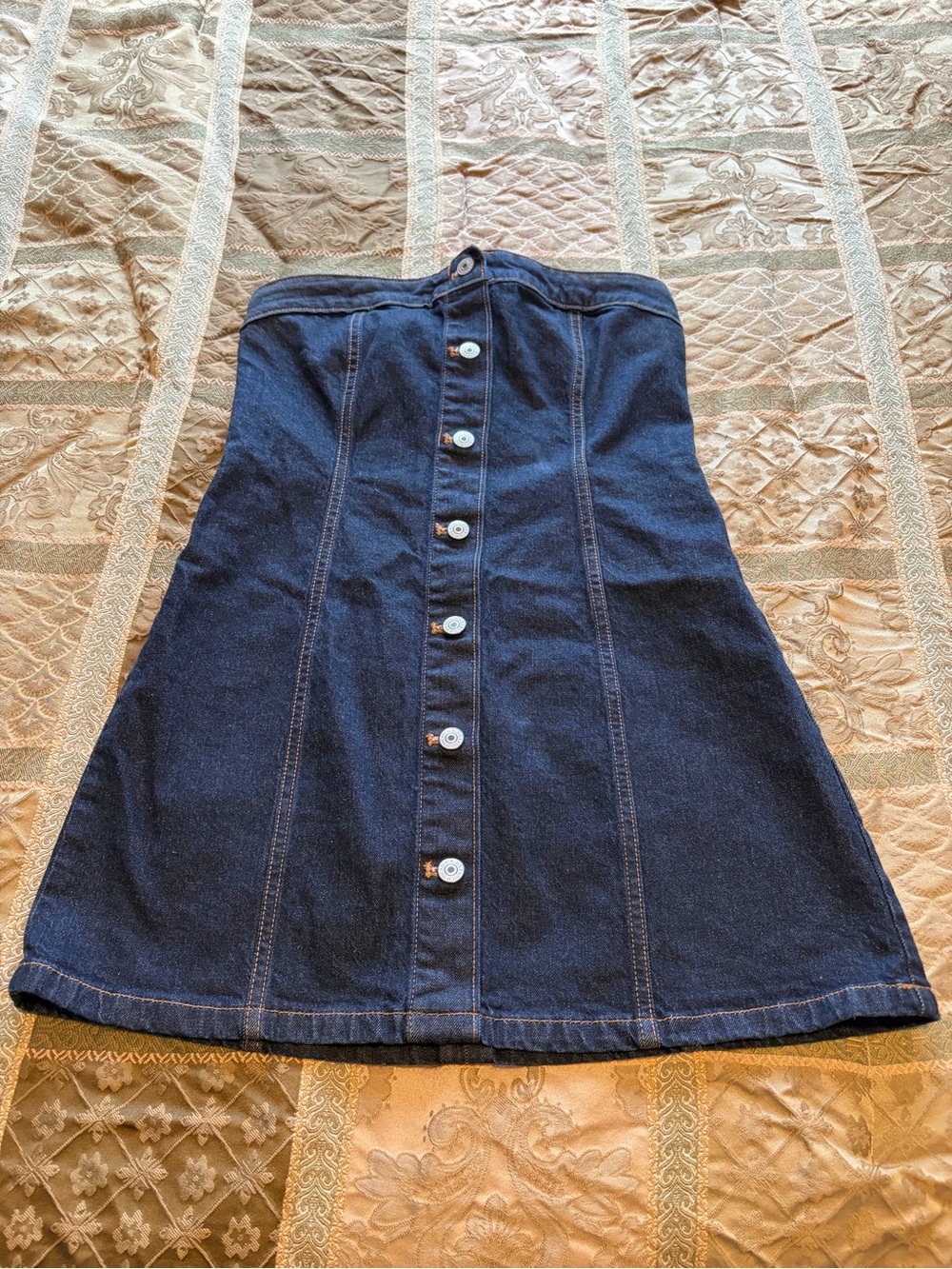 Abercrombie & Fitch Strapless Denim Mini Dress - Dark Blue